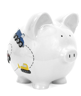 Construction Trucks Large Piggy Bank (Personalization available) :: For ...